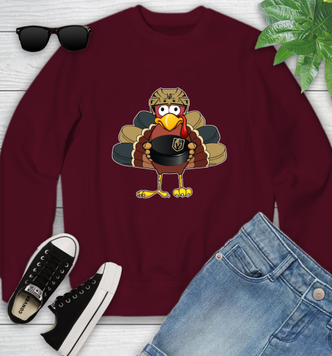 Vegas Golden Knights Turkey Thanksgiving Day Youth Sweatshirt 5