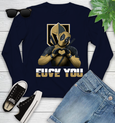 NHL Vegas Golden Knights Deadpool Love You Fuck You Hockey Sports Youth Long Sleeve 2