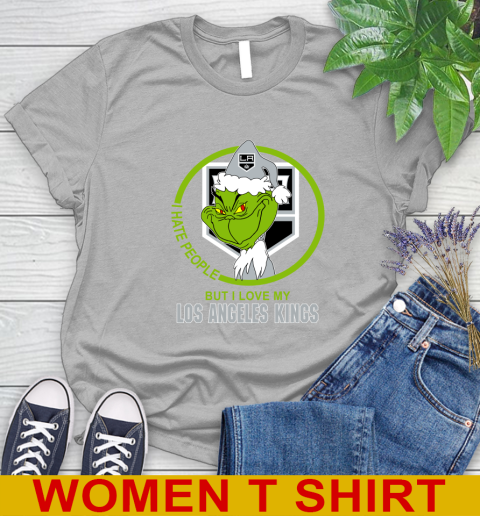 Los Angeles Kings NHL Christmas Grinch I Hate People But I Love My Favorite Hockey Team Women's T-Shirt 5