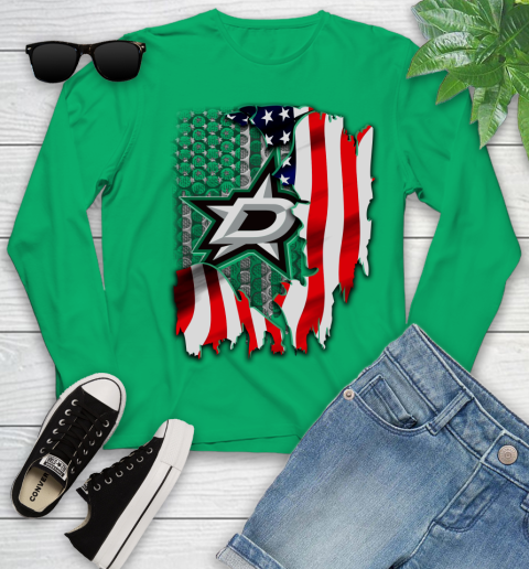 Dallas Stars NHL Hockey American Flag Youth Long Sleeve 7