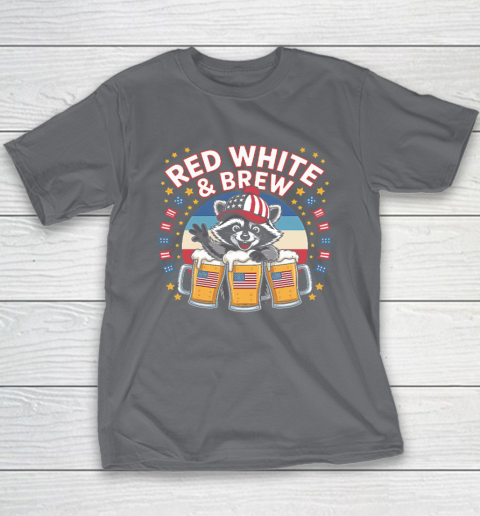 Funny Raccoon red white and brew Independence Day 4th of July Youth T-Shirt 5