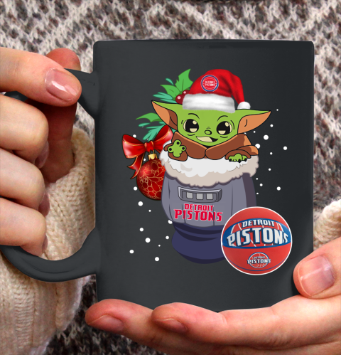 Detroit Pistons Christmas Baby Yoda Star Wars Funny Happy NBA Ceramic Mug 11oz