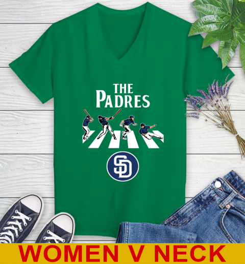 MLB Baseball San Diego Padres The Beatles Rock Band Shirt Women's V-Neck T- Shirt