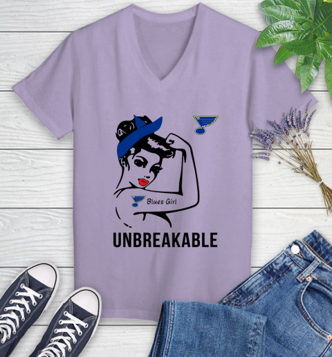 NHL St.Louis Blues Girl Unbreakable Hockey Sports Women's V-Neck T-Shirt 9
