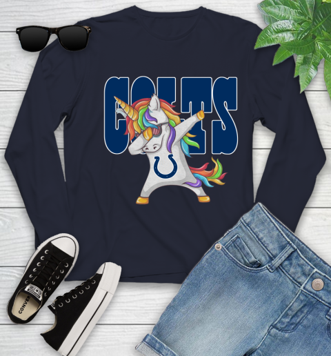 Indianapolis Colts NFL Football Funny Unicorn Dabbing Sports Youth Long Sleeve 3