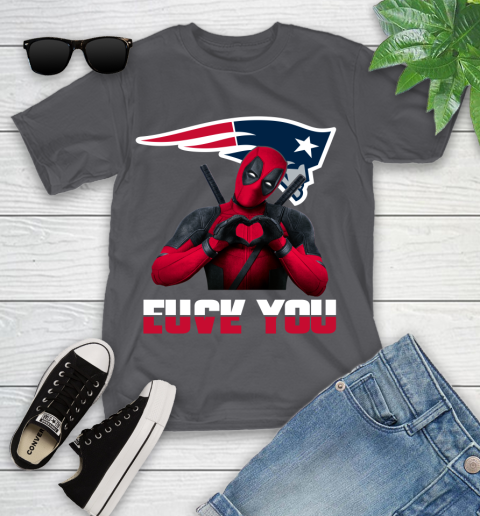 NHL New England Patriots Deadpool Love You Fuck You Football Sports Youth T-Shirt 6
