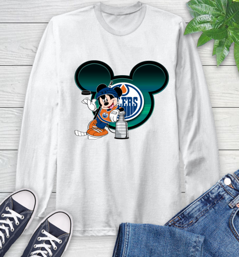 NHL Edmonton Oilers Stanley Cup Mickey Mouse Disney Hockey T Shirt Long Sleeve T-Shirt