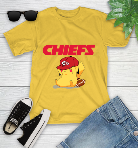 NFL Pikachu Football Sports Kansas City Chiefs Youth T-Shirt 8