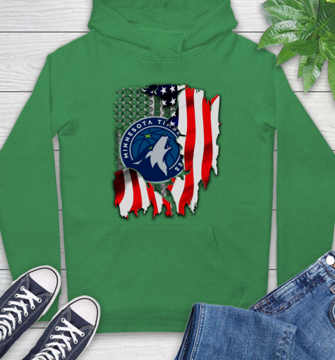 Minnesota Timberwolves NBA Basketball American Flag Hoodie 8