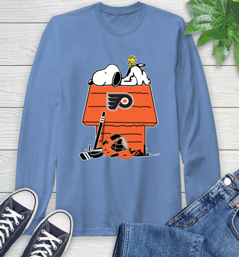 Philadelphia Flyers NHL Hockey Snoopy Woodstock The Peanuts Movie Long Sleeve T-Shirt 11