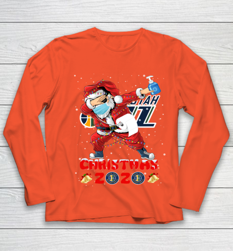 Utah Jazz Funny Santa Claus Dabbing Christmas 2020 NBA Youth Long Sleeve 3