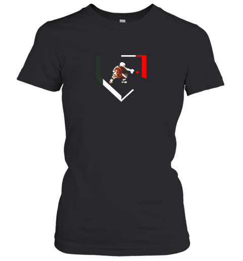 Mexico Baseball Catcher TShirt Mexican Flag Home Plate Women's T-Shirt