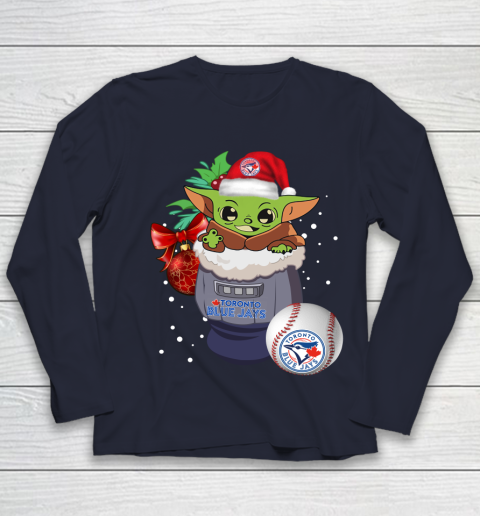 Toronto Blue Jays Christmas Baby Yoda Star Wars Funny Happy MLB Youth Long Sleeve 3