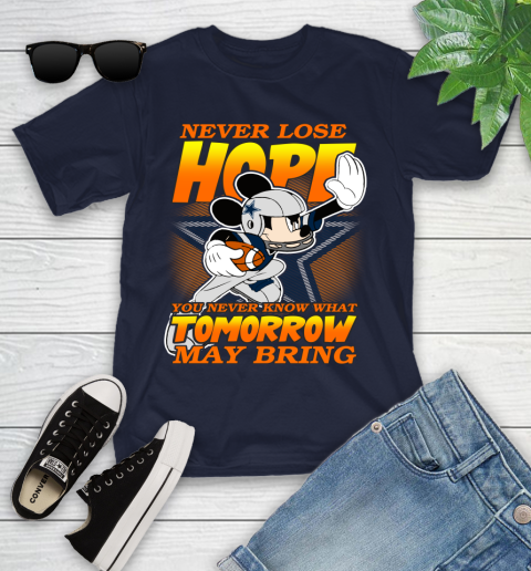 Dallas Cowboys NFL Football Mickey Disney Never Lose Hope Youth T-Shirt 2