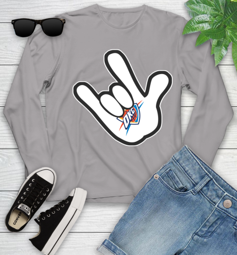 Oklahoma City Thunder NBA Basketball Mickey Rock Hand Disney Youth Long Sleeve 5
