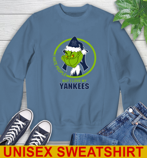New York Yankees MLB Christmas Grinch I Hate People But I Love My Favorite Baseball Team Sweatshirt 8