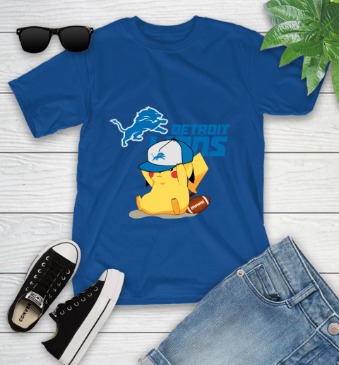 NFL Pikachu Football Sports Detroit Lions Youth T-Shirt 9