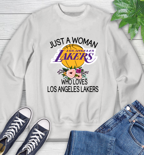 NBA Just A Woman Who Loves Los Angeles Lakers Basketball Sports Sweatshirt