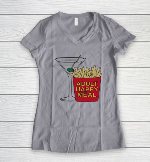 Adult Happy Meal Martini And Fries Women's V-Neck T-Shirt 2
