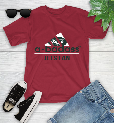NFL A Badass New York Jets Fan Adidas Football Sports Youth T-Shirt 14