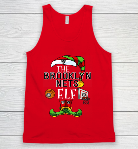Brooklyn Nets Christmas ELF Funny NBA Tank Top - Image 6