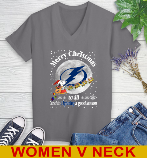 Tampa Bay Lightning Merry Christmas To All And To Lightning A Good Season NHL Hockey Sports Women's V-Neck T-Shirt 11