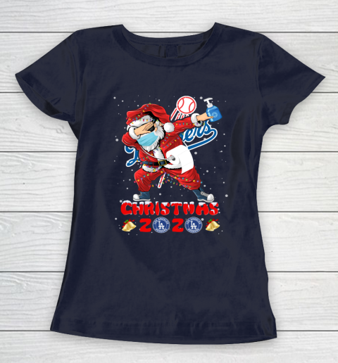 Los Angeles Dodgers Funny Santa Claus Dabbing Christmas 2020 MLB Women's T-Shirt 2