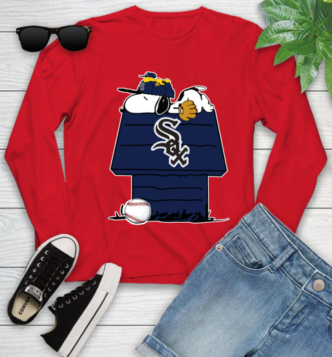 MLB Chicago White Sox Snoopy Woodstock The Peanuts Movie Baseball T Shirt Youth Long Sleeve 11