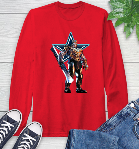 NFL Thanos Gauntlet Avengers Endgame Football Dallas Cowboys Long Sleeve T-Shirt 10