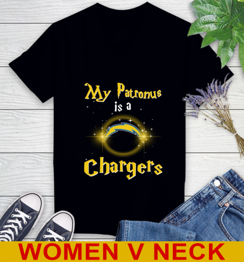 NFL Football Harry Potter My Patronus Is A Los Angeles Chargers Women's V-Neck T-Shirt