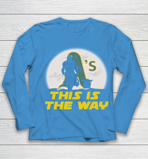 Oakland Athletics MLB Baseball Star Wars Yoda And Mandalorian This Is The Way Youth Long Sleeve 5