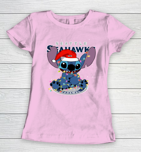 Seattle Seahawks NFL Football noel stitch Christmas Women's T-Shirt 6