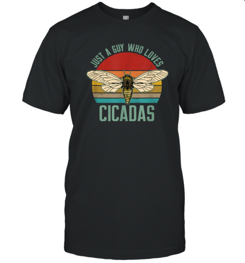 Just A Guy Who Loves Cicadas Brood X Retro Sunset T-Shirt