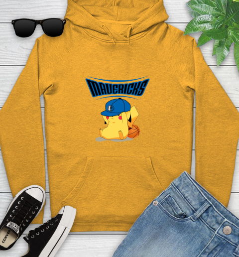 NBA Pikachu Basketball Sports Dallas Mavericks Youth Hoodie 3