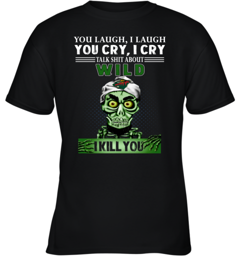 NHL Talk Shit About Minnesota Wild I Kill You Achmed The Dead Terrorist Jeffrey Dunham Hockey SRySxTxKTv8 youth t shirt 26 95 151514 front black