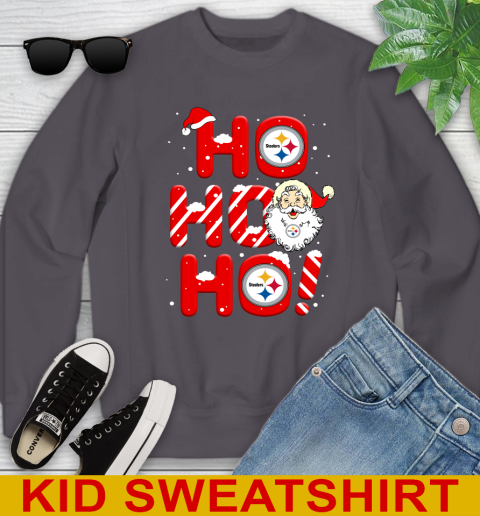 Pittsburgh Steelers NFL Football Ho Ho Ho Santa Claus Merry Christmas Shirt Youth Sweatshirt 5