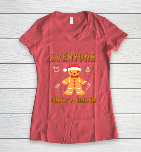 Everyone Loves A Ginger Funny Christmas Women's V-Neck T-Shirt 4