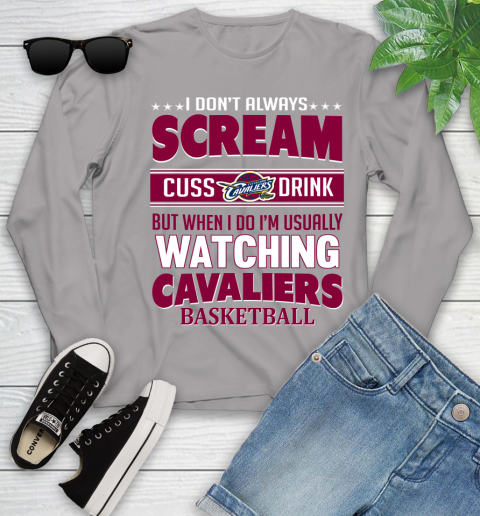 Cleveland Cavaliers NBA Basketball I Scream Cuss Drink When I'm Watching My Team Youth Long Sleeve 5