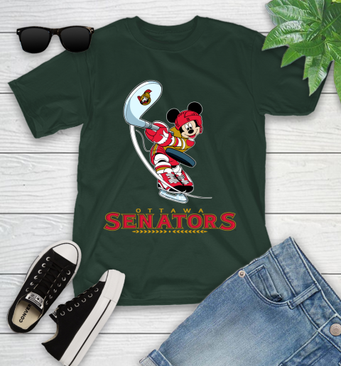 NHL Hockey Ottawa Senators Cheerful Mickey Mouse Shirt Youth T-Shirt 5