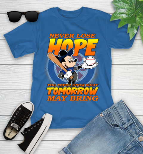 Chicago Cubs MLB Baseball Mickey Disney Never Lose Hope Youth T-Shirt 12