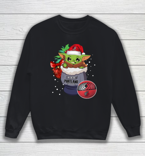 Portland Trail Blazers Christmas Baby Yoda Star Wars Funny Happy NBA Sweatshirt