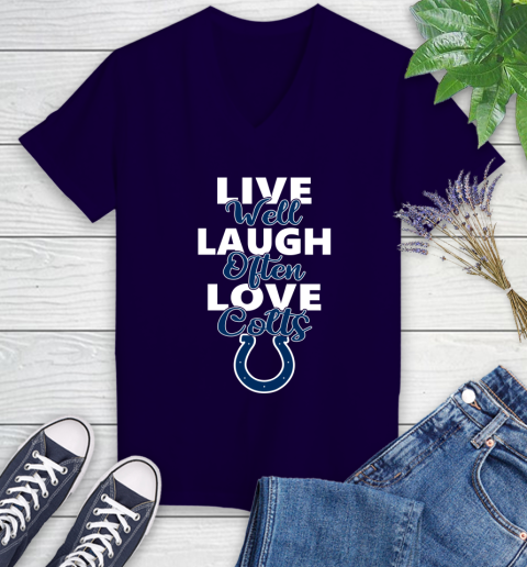 NFL Football Indianapolis Colts Live Well Laugh Often Love Shirt Women's V-Neck T-Shirt 3