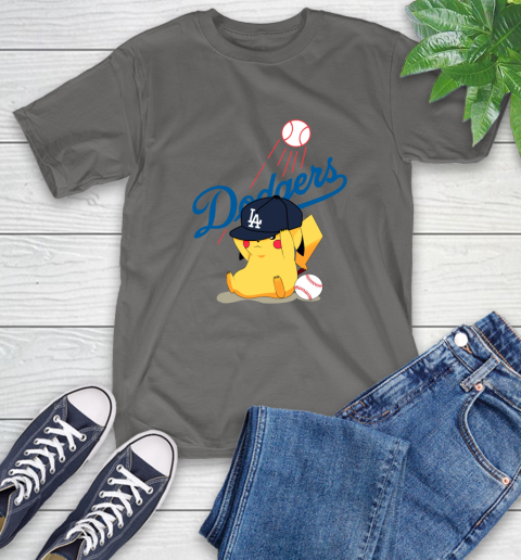 MLB Pikachu Baseball Sports Los Angeles Dodgers T-Shirt 9