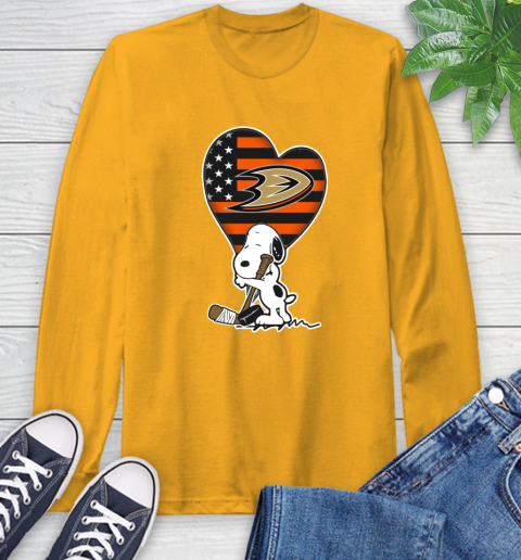Anaheim Ducks NHL Hockey The Peanuts Movie Adorable Snoopy Long Sleeve T-Shirt 3