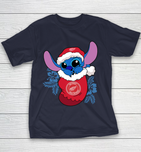 Detroit Red Wings Christmas Stitch In The Sock Funny Disney NHL Youth T-Shirt 4
