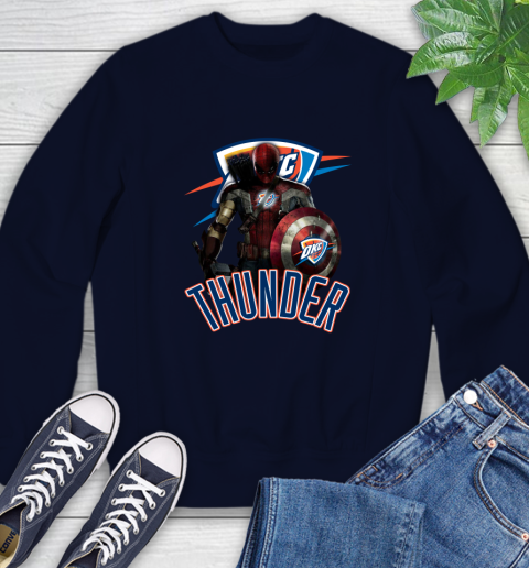 Oklahoma City Thunder NBA Basketball Captain America Thor Spider Man Hawkeye Avengers Sweatshirt 3