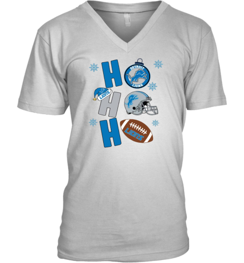 Detroit Lions Hohoho Santa Claus Christmas Football NFL V-Neck T-Shirt