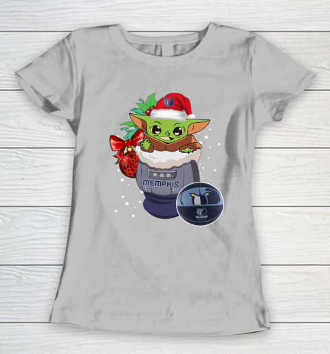 Memphis Grizzlies Christmas Baby Yoda Star Wars Funny Happy NBA Women's T-Shirt 6