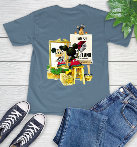 NBA Basketball Portland Trail Blazers Mickey Drawing Shirt 9