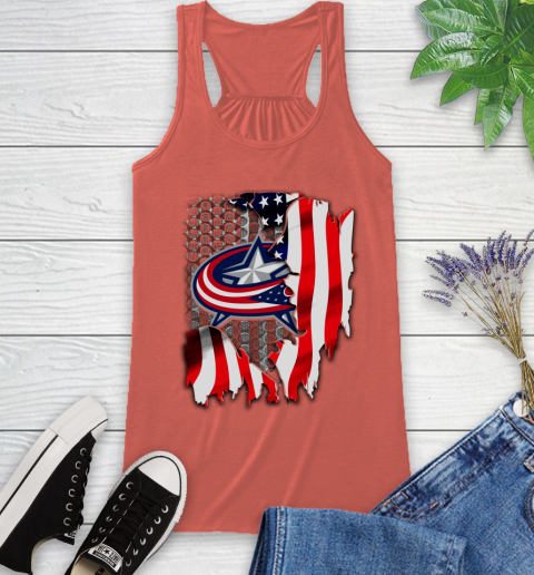 Columbus Blue Jackets NHL Hockey American Flag Racerback Tank 3
